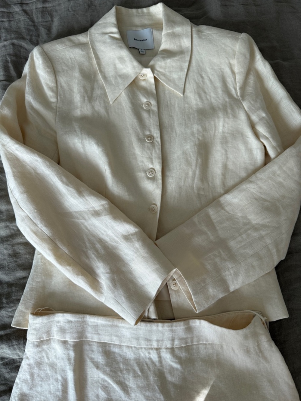Reformation Chloe Two-Piece Cream Skirt Set - Picture 5 of 5